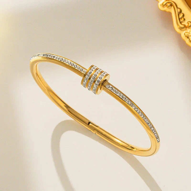 Pavé Knot Gold Plated Bangle Bracelet