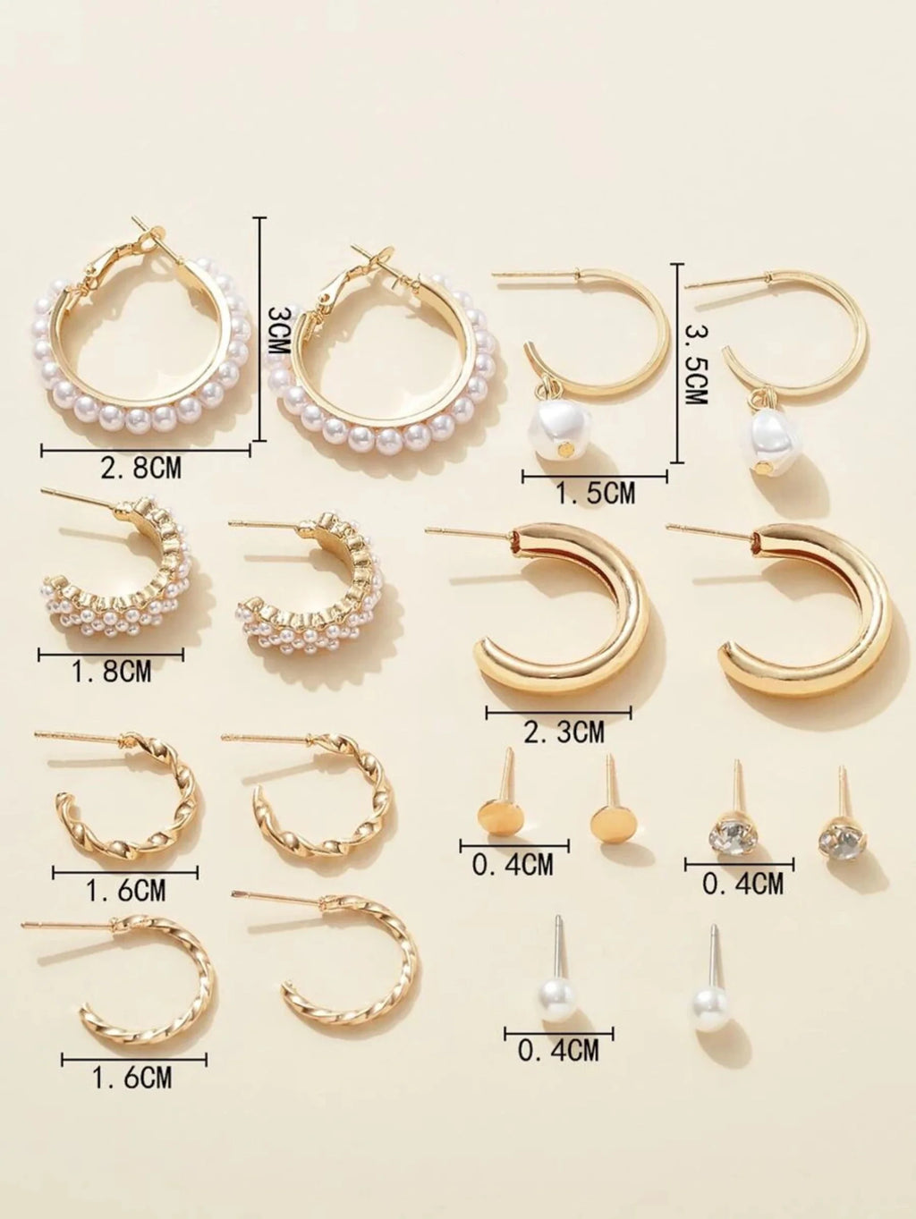 9 Pairs Earrings Set Combo Card