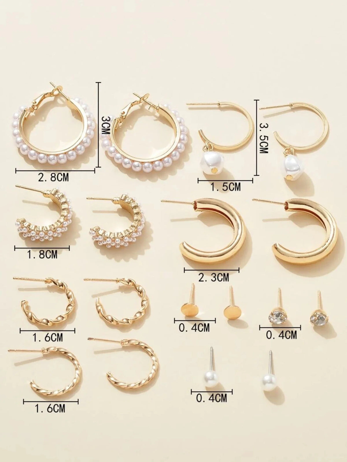 9 Pairs Earrings Set Combo Card