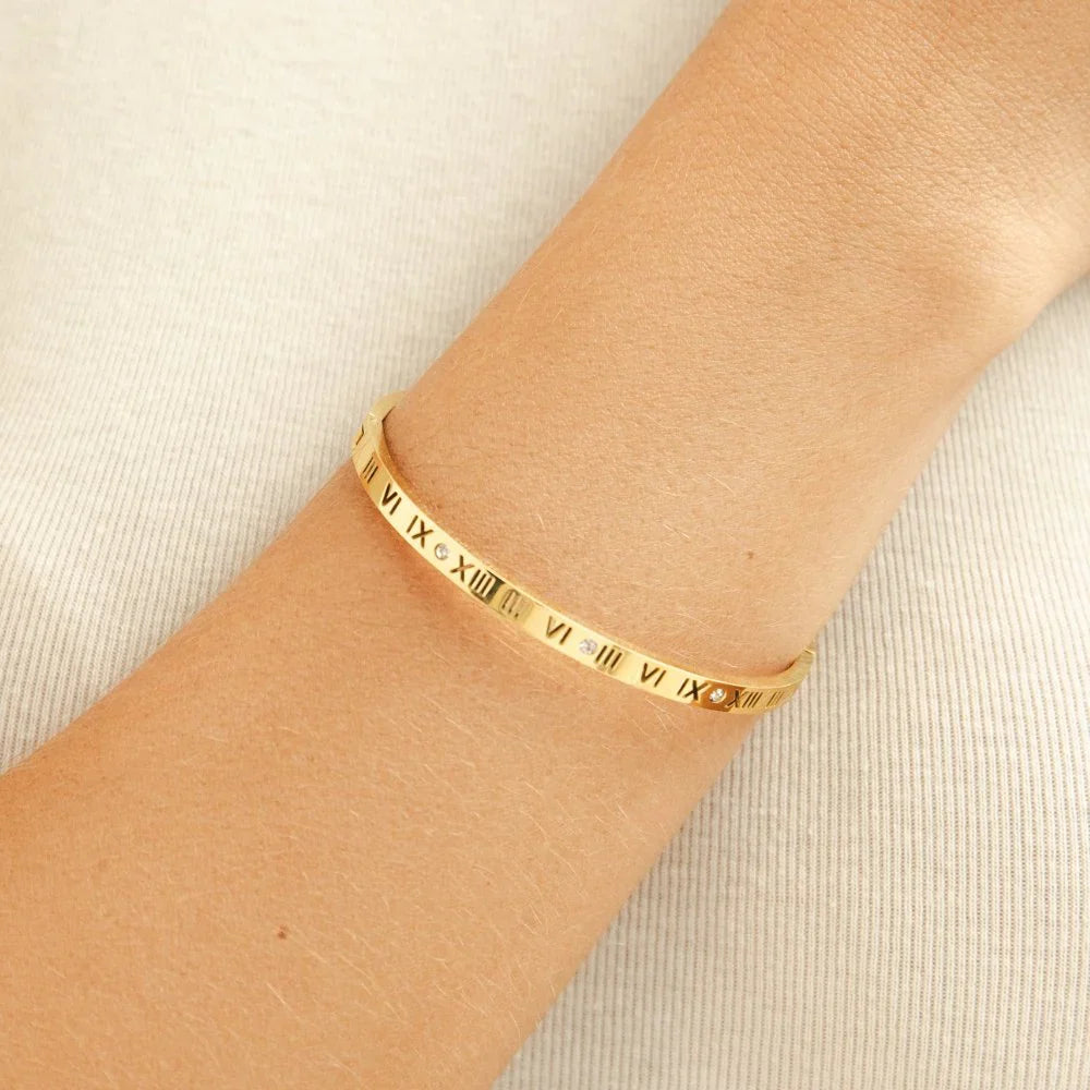 Roman Numeral Love Bracelet Bangle
