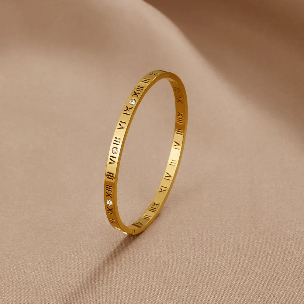Roman Numeral Love Bracelet Bangle