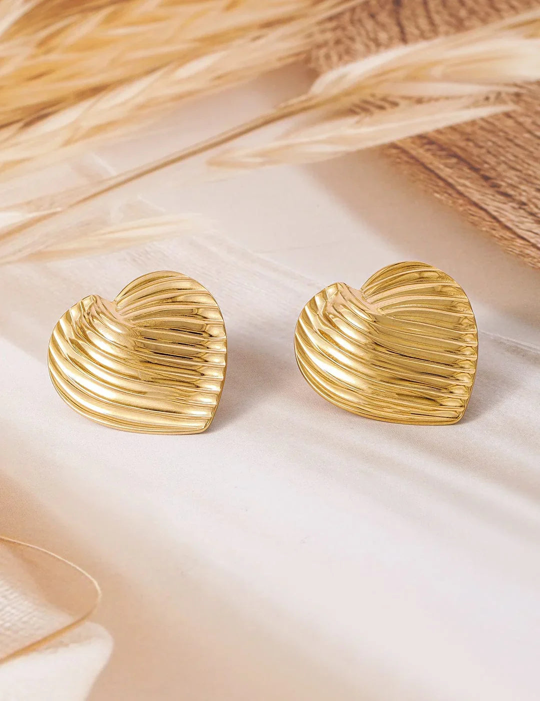 Golden Heart Stud Earrings for Women