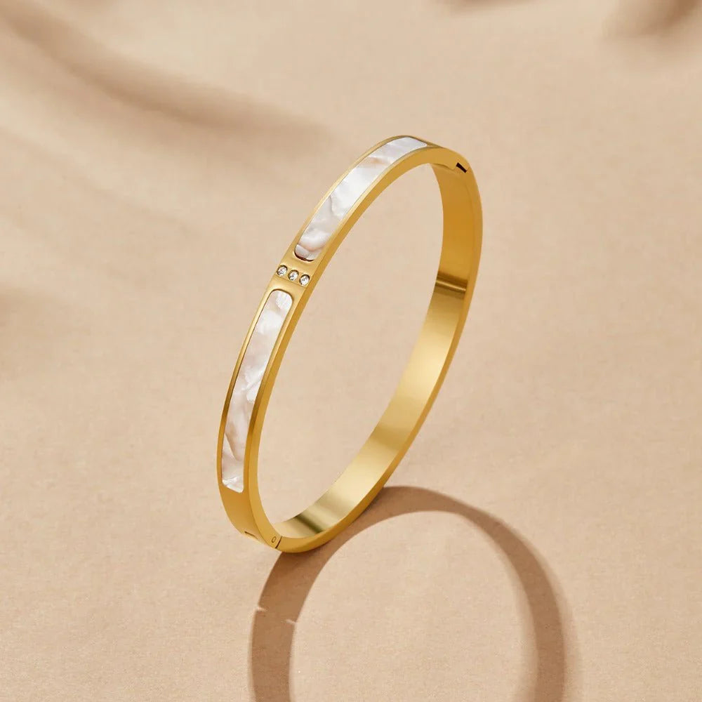 White Fritillary Shell Bangle Bracelet